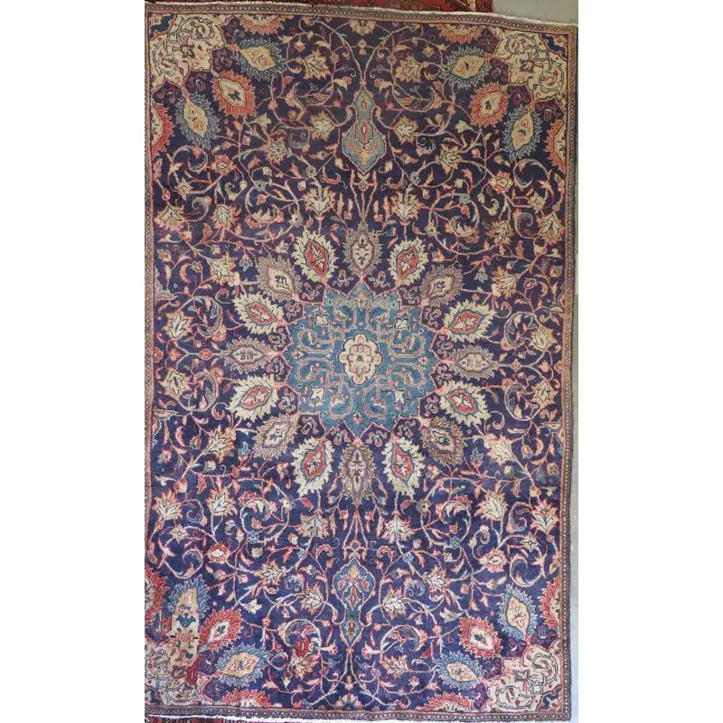 One Of The Kind Hand-Knotted Persian Wool Rug _ Luxurious Vintage Design, 8'9" x 5'6", Artisan Crafted